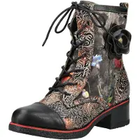 LAURA VITA Bottines à lacets mélange de couleurs / noir
