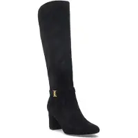 Ralph Lauren pour femme. 802967843001 Mate Bottes en cuir poly noir (36), 5 à 8 cm, Fermeture éclair, Casuel