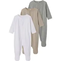 TWO SOON Pyjama beige / gris chiné / blanc