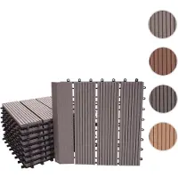 Mendler Carreau De Sol En Wpc, Finition Rhône +, Aspect Bois, Balcon/Terrasse, 11x Chaque 30x30cm = 1m² Premium Gris
