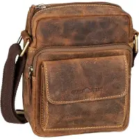 Green Burry GREENBURRY Cuir sac à épaule bandoulière Vintage Travel Crossbody Bag Brown brun