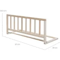 Roba Barrière De Lit 90 Cm - Protection Anti-Chute Sûre Pour Bébés Et Enfants - De 18 Mois À 5 Ans - Montage Facile - Bois Naturel