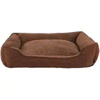 Lionto Canapé pour chiens, lit moderne pour chiens avec dessous antidérapant, housse amovible & intérieur en peluche, 110x80 cm, marron