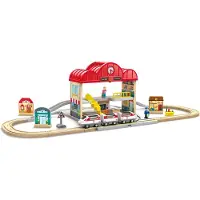 Hape Portable Train Station Set Rouge Enfants