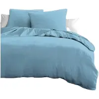 HOME LINGE PASSION parure de lit 3 pièces microfibre, 82 g - 240 x 260 cm - bleu ciel