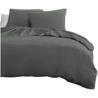 HOME LINGE PASSION parure de lit 3 pièces microfibre, 82 g - 240 x 260 cm - Gris anthracite