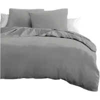 HOME LINGE PASSION parure de lit 3 pièces microfibre, 82 g - 240 x 260 cm - Gris clair