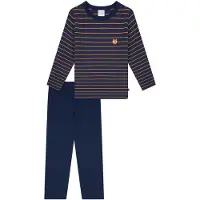 Schiesser Pyjama 'Nightwear' bleu marine / curry