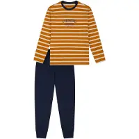 Schiesser Pyjama 'Nightwear 2' bleu marine / orange