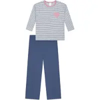 Schiesser Pyjama 'Nightwear' bleu denim / rose ancienne / blanc