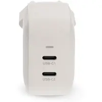Nedis Chargeur mural | 45 W | GaN | PD3.0 | Charge rapide | 2,25 / 3,0 A | Nombre de sorties : 2 | 2x USB-C | Sélection automatique de la tension | Blanc