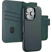 Accezz Étui de télephone portefeuille en cuir 2-en-1 avec MagSafe Apple iPhone 16 Pro Max - Cedar Green