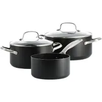 Greenpan Copenhagen 3-delige Pannenset met keramische antikleeflaag 16/18/20cm, Poêle + casserole, Noir