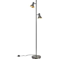 TRIO Lampadaire - noir - or - métal - 2 feux - H 144 cm