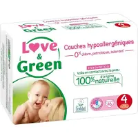 Love & Green couches hypoallergéniques (Taille 4+, Pack, 42 pcs)
