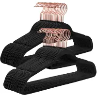 Songmics Cintres en velours antidérapant, Noir + Rose Gold / 50