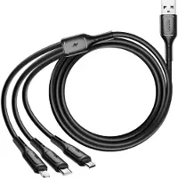 Wiwu - Starlink Series USB Cable Wi-045E 3in1 USB A vers USB C, Micro USB, Lightning 3.1A 1m - noir