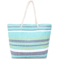 Normani Sac de plage bleu marine / aqua / vert clair / blanc