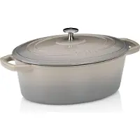 kela Casserole, 4,0 L, avec couvercle, en fonte, ovale, gris clair, 29 x 23 cm, sans PFAS/PTFE - | Calido