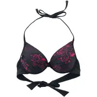 Black premium by emp Haut de bikini de - Haut De Bikini Noir Avec Crâne & Roses - S - XXL - pour Femme - noir - Taille XL