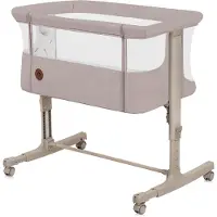Lionelo Lit Bébé Cododo 3en1 Lionelo Aurora - Réglable En Hauteur Et Inclinaison - Matelas Et Sac Inclus - Beige Cappucino