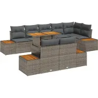 vidaXL Ensemble de canapés de jardin , 9 pièces, gris et marron