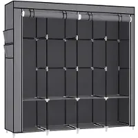 Songmics Armoire Chambre En Tissu, Porte-Vêtements, Penderie, 45 X 170 X 167 Cm, 4 Compartiments De Suspension, Abvec Étagères, 4 Pochettes, Gris