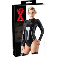 Late X Body femme à manches longues en latex (noir) - L