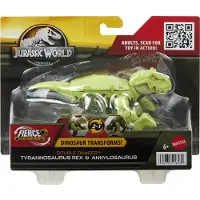 Mattel Jurassic World Transforming Tyrannosaurus Rex et Ankylosaurus 2in1 Vert