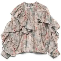 Vero Moda Chemisier 'VMSabrina' bleu cyan / brocart / olive / rose ancienne