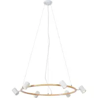 QAZQA Suspension intelligente en bois avec 6 lumières rondes blanches avec WiFi GU10 - Jeana Circle