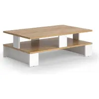 Vicco Table basse Belina Chêne doré/blanc 80x50cm avec deux niveaux, Model 56266