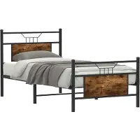 vidaXL Cadre de lit sans matelas chêne fumé 75x190 cm bois composite