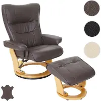 Robas Lund fauteuil relax Montreal cuir charge 130kg marron nature