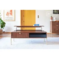PIB Table basse relevable en bois foncé Aurora