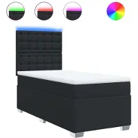 vidaXL Lit boxspring avec matelas noir similicuir