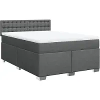 vidaXL Lit boxspring avec matelas gris foncé 160x200 cm Tissu
