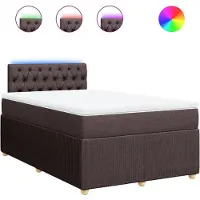 vidaXL Lit boxspring avec matelas brun foncé 120x200 cm Tissu