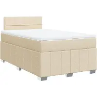 vidaXL Lit Boxspring avec matelas Crème 120x200 cm Tissu
