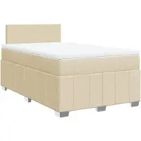 vidaXL Lit Boxspring avec matelas Crème 120x200 cm Tissu