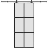 vidaXL Porte coulissante avec ferrure 90x205 cm verre trempé & aluminium
