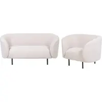 Beliani Ensemble Canapé Et Fauteuil 3 Places Beige Et Noir Loen