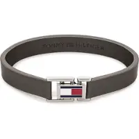 Tommy Hilfiger Šedý kožený náramek s ocelovým zapÃnánÃm 2790428, (Acier, Cuir)