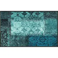 Kleen-Tex Paillasson 50 x 75 cm motif VINTAGE PATCHES turquoise (75 x 50 cm)