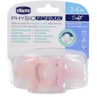 Chicco Sucettes physiologiques PHYSIOFORMA SOFT, PINK, silicone, 2 pcs - 2-6m (2x, 2 - 6 Mois)
