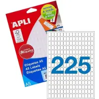 APLI - Adhésif Permanent - Blanc - 8 X 12 Mm 3375 Étiquette(S) (15 Feuille(S) X 225 Dossier Avec Eurohole - Étiquettes