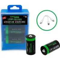 PATONA , lot de 2 piles rechargeables LR14 (Baby C), Premium, 3,5 Wh, avec connecteur USB-C et câble de charge