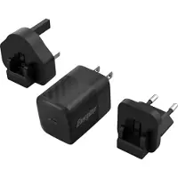 Energizer , GaN 4A Chargeur secteur USB-C 20W avec prises EU/UK/US, noir