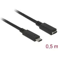 DeLOCK Câble d'extension USB - - USB-C (M) vers USB-C (F) - 50 cm - USB 3.1 Gen 1 - Noir