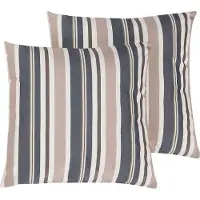 Beliani Lot de 2 coussins d'extérieur rayés bleu et beige, 40 x 40 cm, avec fermeture éclair, style moderne